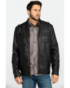 Cody James Men's Backwoods Distressed Faux Leather Moto Jacket - Big & Tall