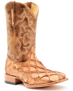 Cody James Men's Caramel Matte Pirarucu Exotic Western Boots - Broad Square Toe -Cowboy Boots & Accessories Deals Store 2000351586 255 P1