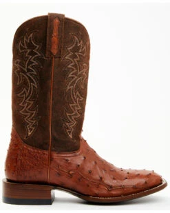 Cody James Men's Brandy Genuine Ostrich Exotic Western Boots - Broad Square Toe