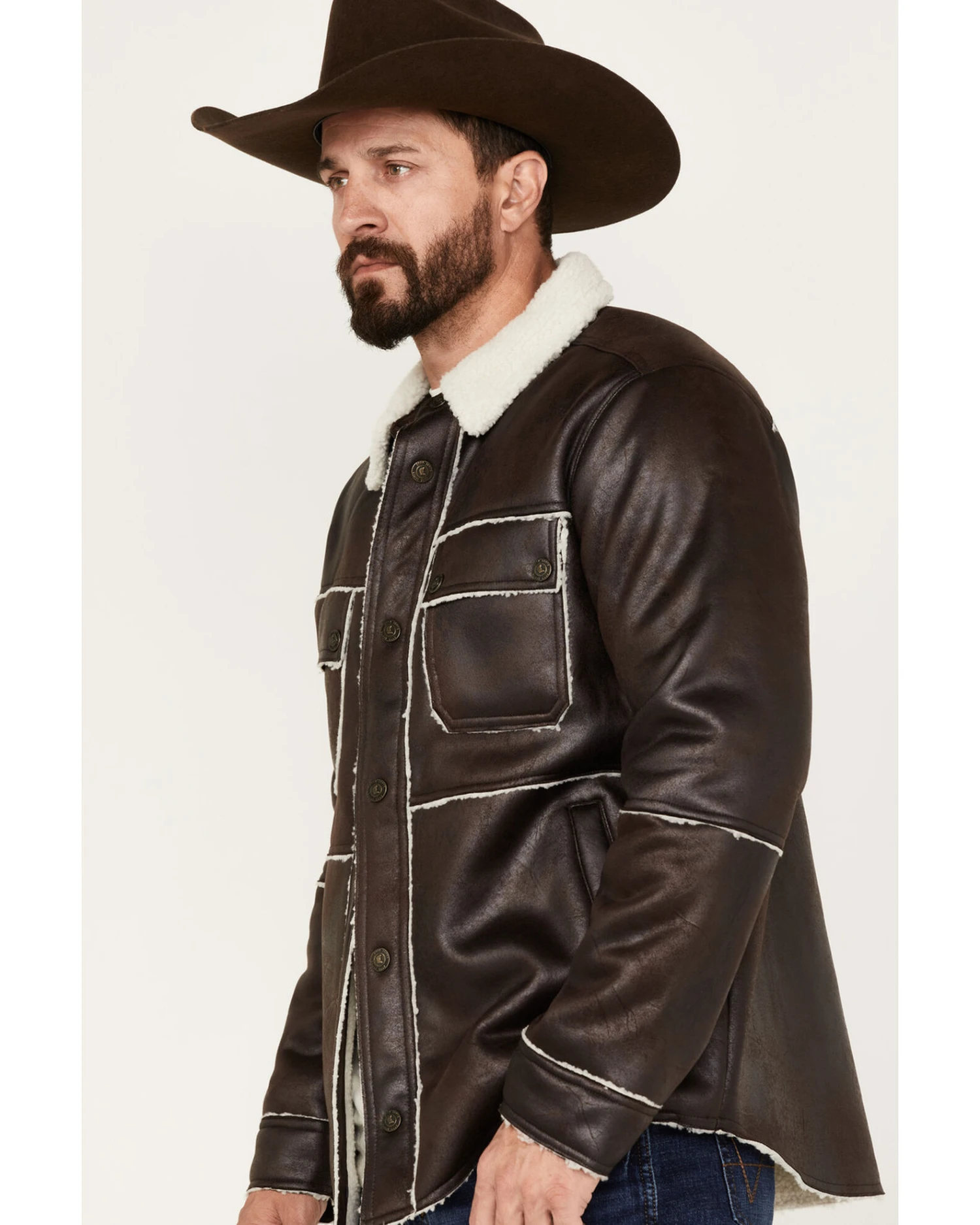 Cody James Men's Carmine Faux Shearling Shacket 2 Cody James Men's Carmine Faux Shearling Shacket - Image 2