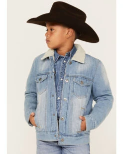 Cody James Boys' Light Wash Sherpa Denim Jacket -Cowboy Boots & Accessories Deals Store 2000379654 400 P2