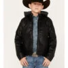 Cody James Boys' Hooded Faux Leather Moto Jacket