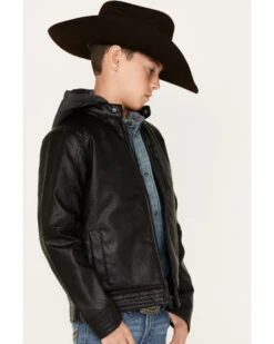 Cody James Boys' Hooded Faux Leather Moto Jacket -Cowboy Boots & Accessories Deals Store 2000381179 001 P2
