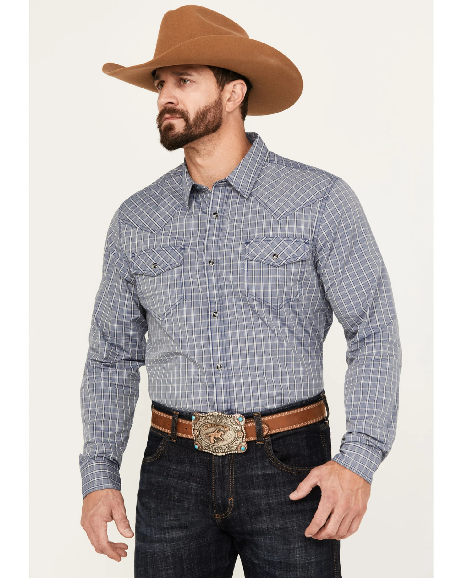 Cody James Men's Trainer Plaid Print Long Sleeve Snap Western Shirt - Tall 2 Cody James Men's Trainer Plaid Print Long Sleeve Snap Western Shirt - Tall - Image 2